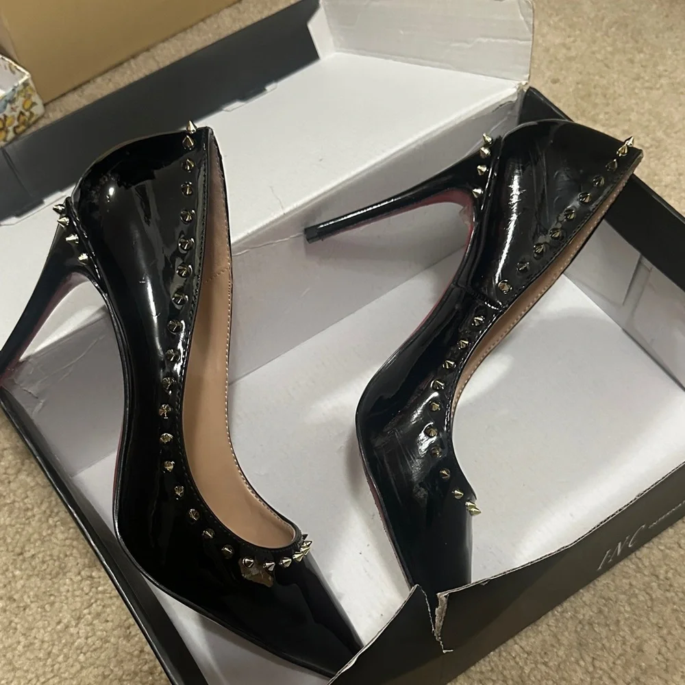 Aris Black Studded Women's Heels - Picture 3 of 3